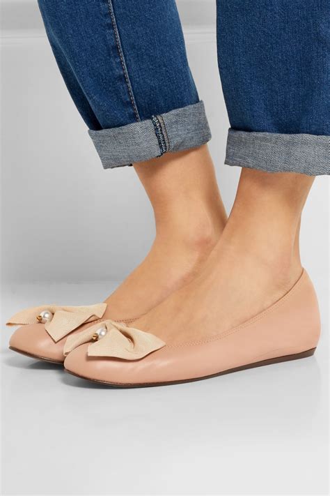 Leather Ballerina Flat .